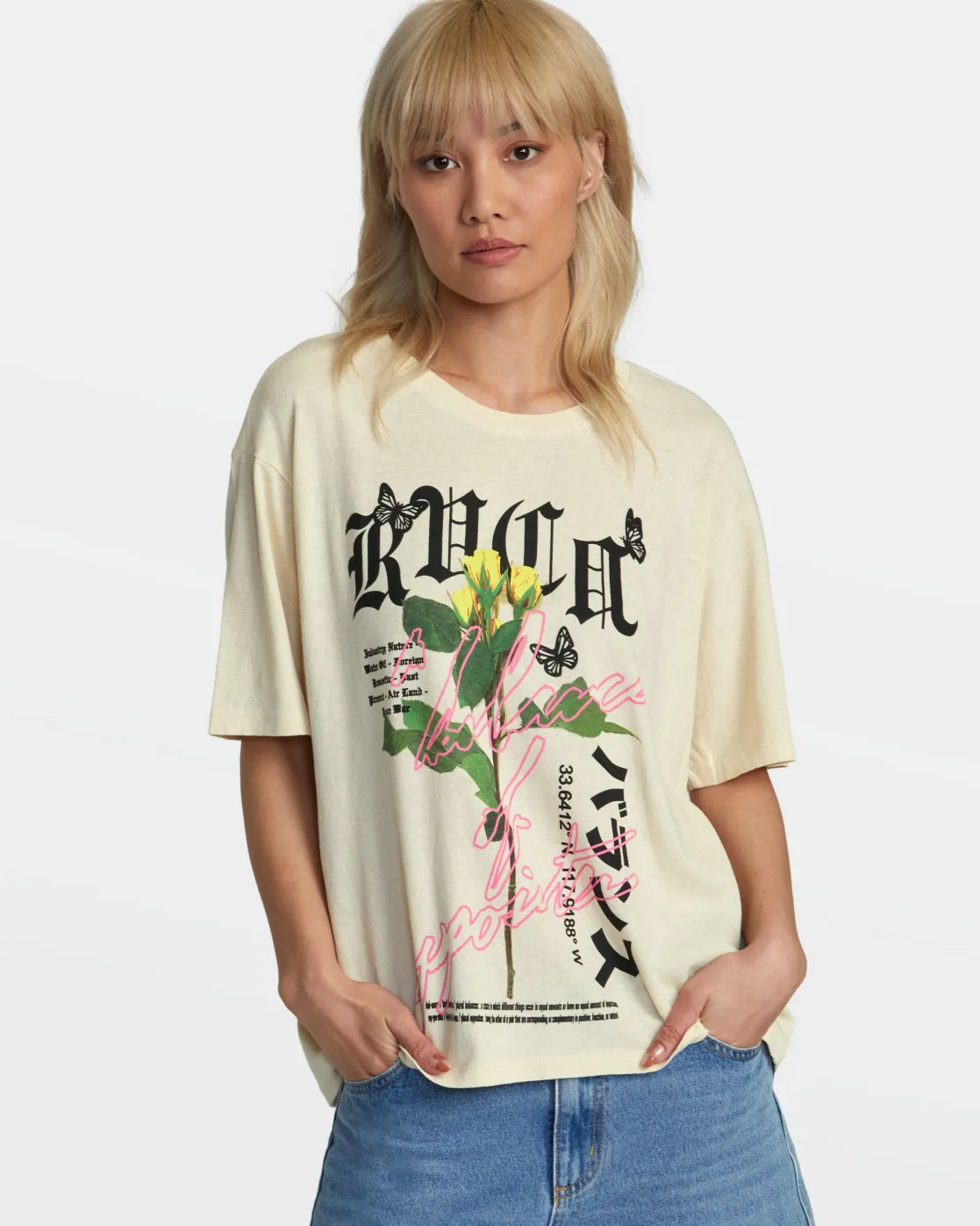 RVCA MIDNIGHT KYOTO TEE Latte New