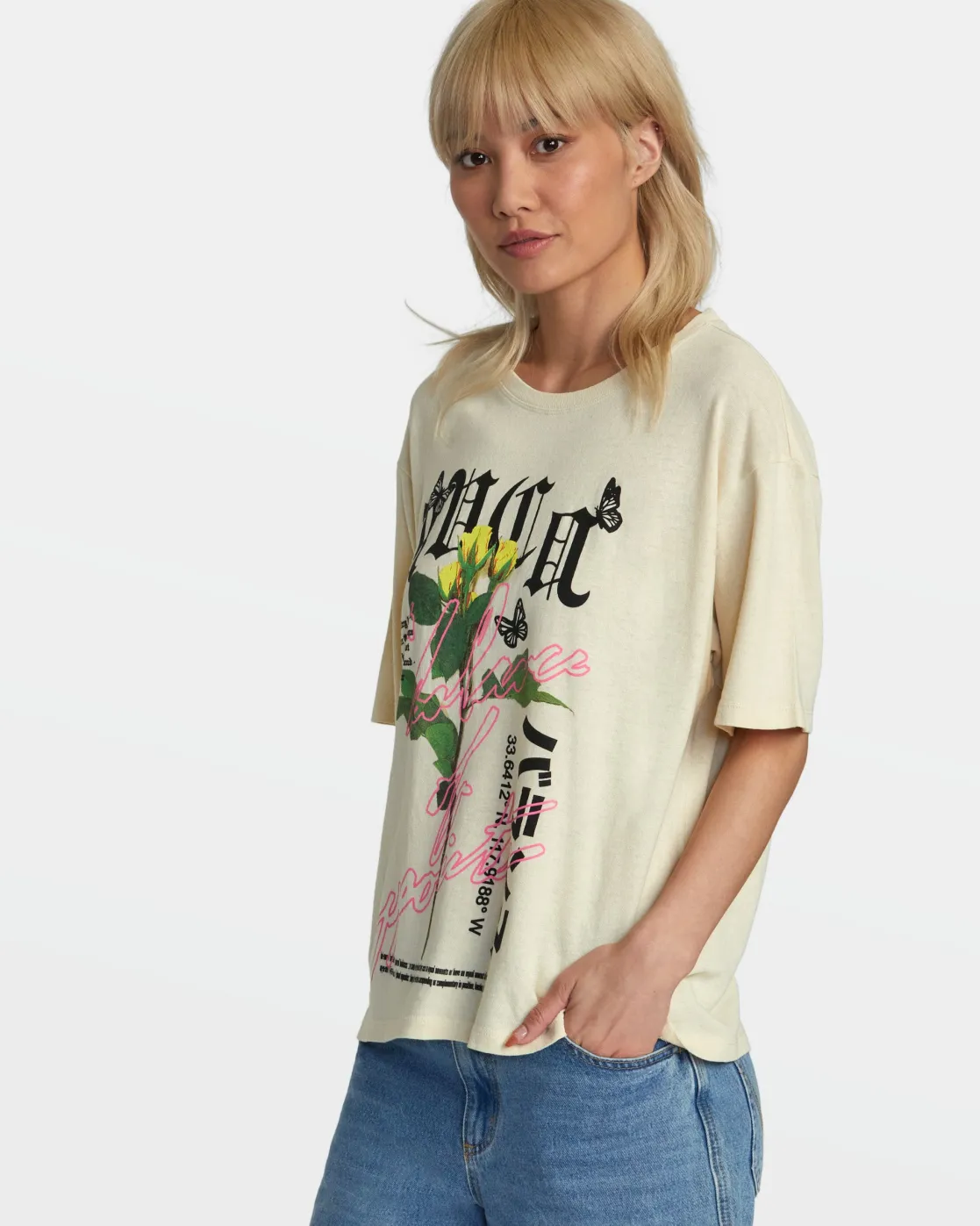 RVCA MIDNIGHT KYOTO TEE Latte New