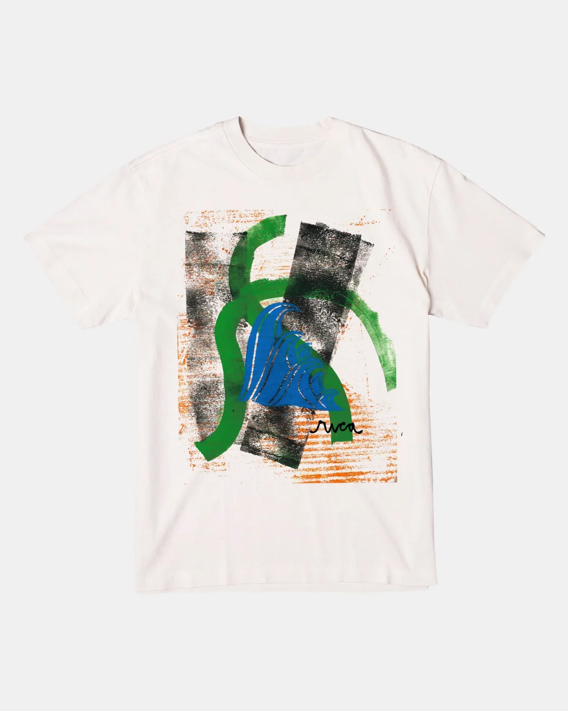 RVCA OBLOW WOODCUT TEE Slate Blue Hot