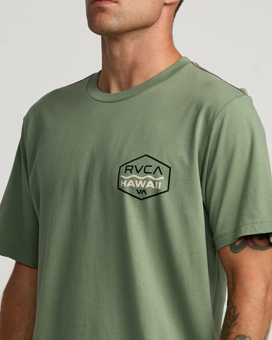 RVCA PALM SHIELD TEE Jade
