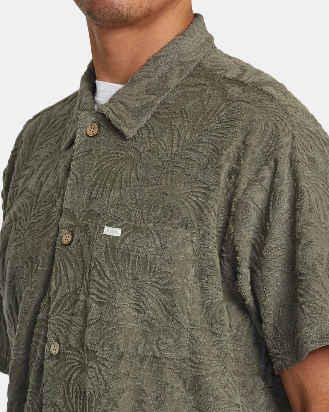 RVCA PALMS DOWN SHORT SLEEVE SHIRT Mushroom Hot