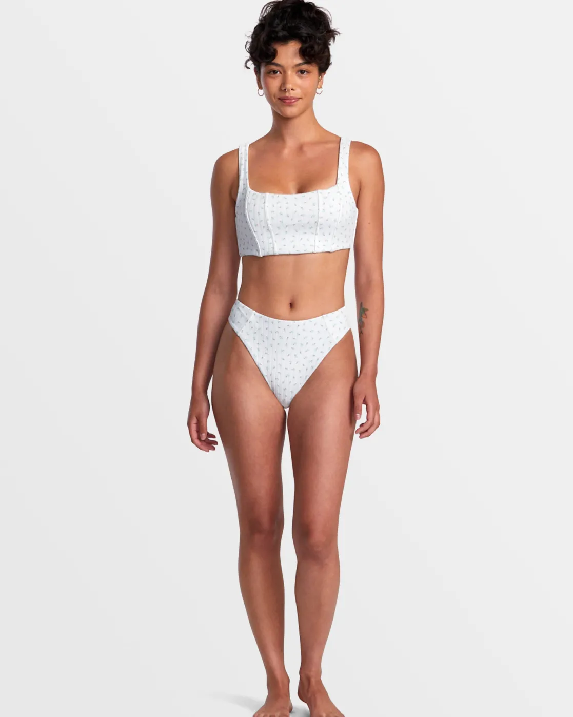 RVCA POINTE HIGH RISE CHEEKY BIKINI BOTTOMS White Sale