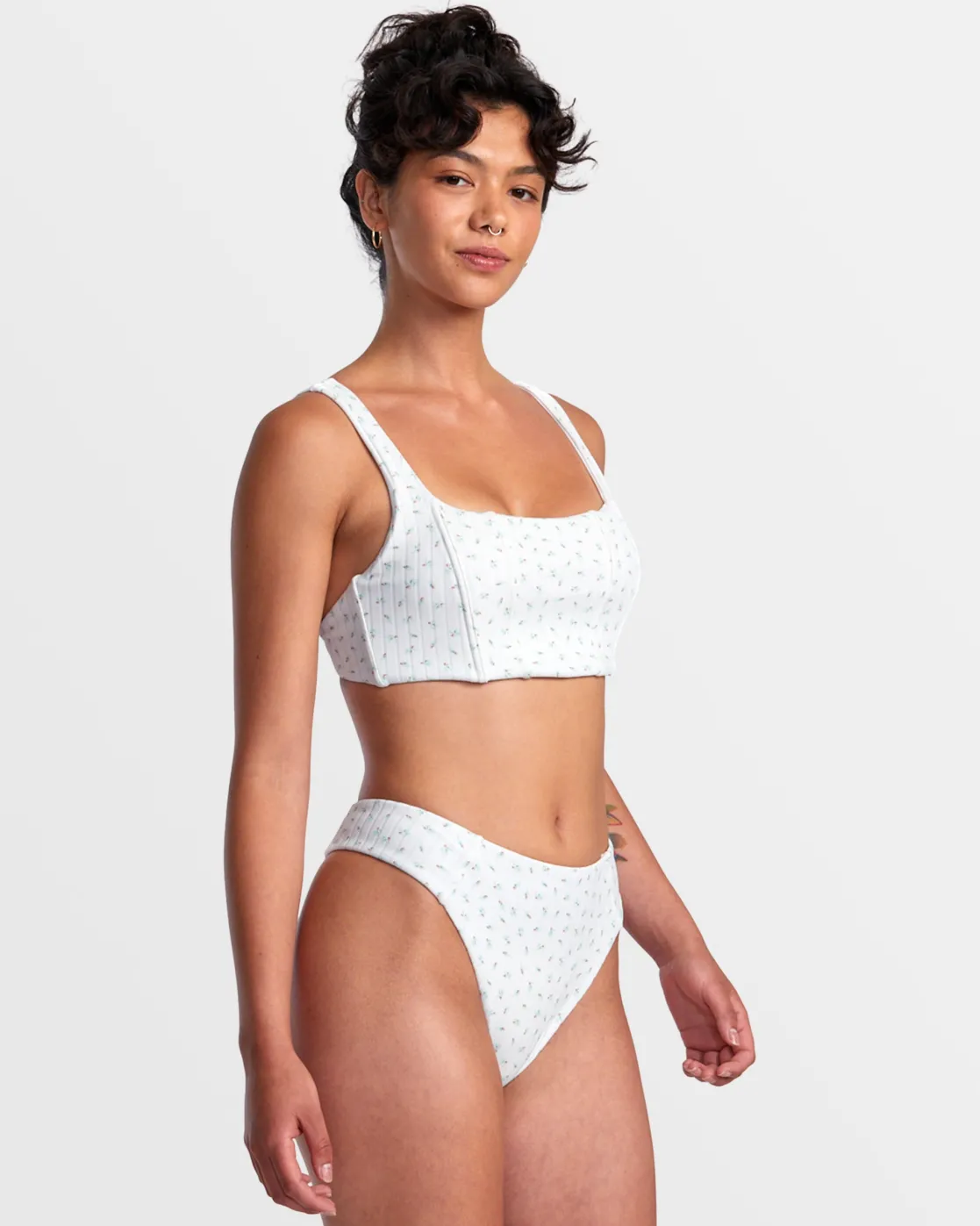 RVCA POINTE HIGH RISE CHEEKY BIKINI BOTTOMS White Sale