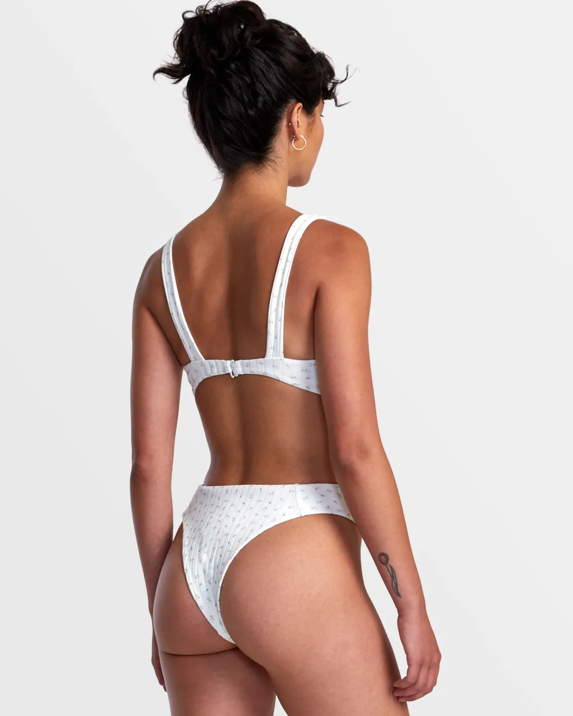 RVCA POINTE HIGH RISE CHEEKY BIKINI BOTTOMS White Sale