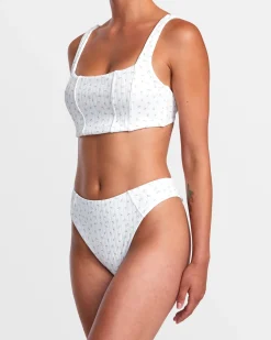 RVCA POINTE HIGH RISE CHEEKY BIKINI BOTTOMS White Sale