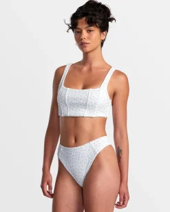 RVCA POINTE HIGH RISE CHEEKY BIKINI BOTTOMS White Sale