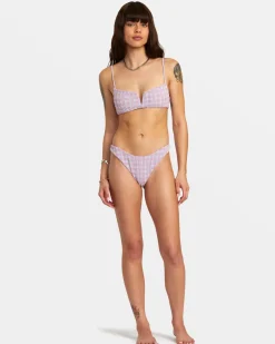 RVCA PREPPED V-WIRE BRALETTE BIKINI TOP Iris Hot