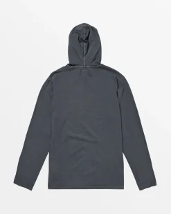 RVCA PTC PIGMENT HOODED LONG SLEEVE TEE Garage Blue Online