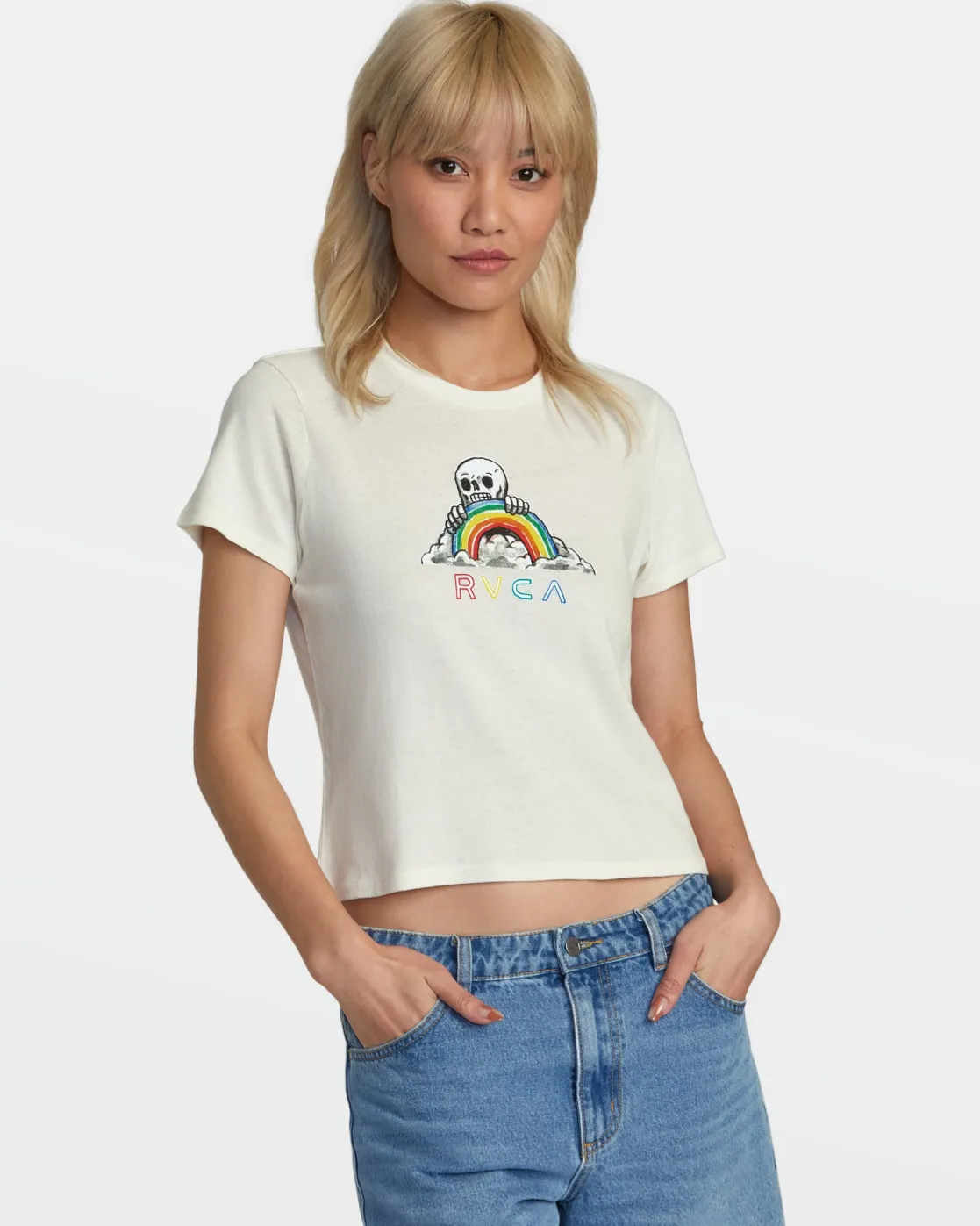 RVCA RAINBOW SKULL TEE Whisper White New