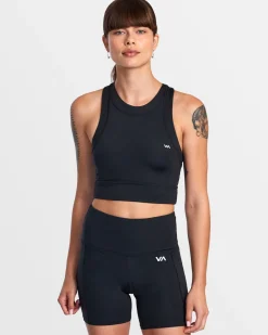 RVCA RIBBED FITTED TANK TOP Black New