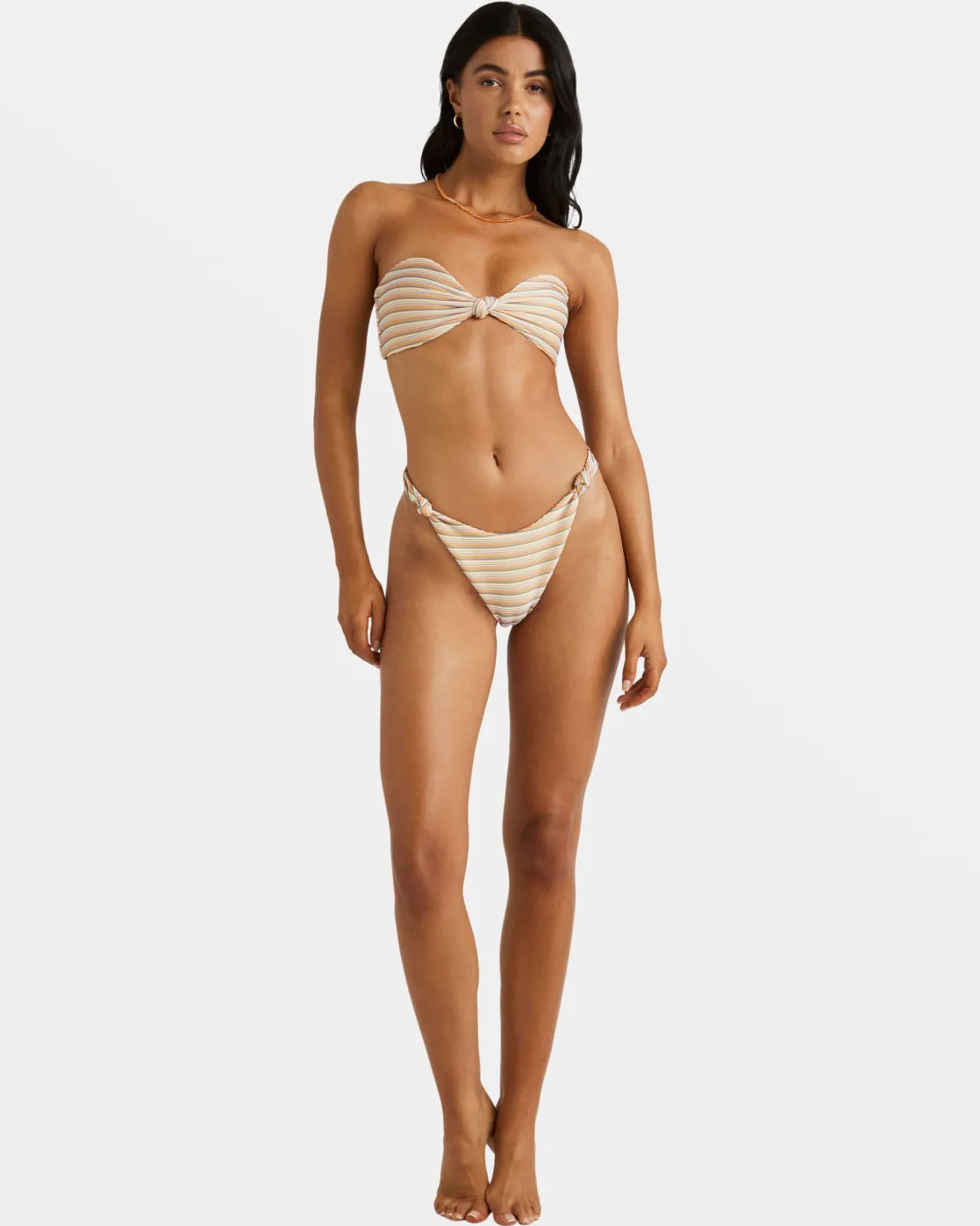 RVCA RIPPLE AND TWIST SKIMPY COVERAGE BIKINI BOTTOMS Sunrise New