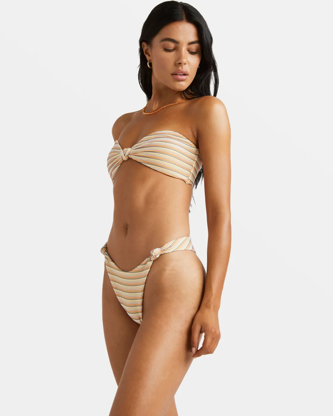 RVCA RIPPLE AND TWIST SKIMPY COVERAGE BIKINI BOTTOMS Sunrise New