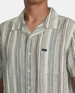 RVCA SATELLITE STRIPE SHORT SLEEVE SHIRT Antique White Online