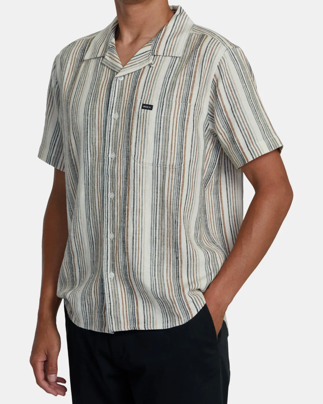 RVCA SATELLITE STRIPE SHORT SLEEVE SHIRT Antique White Online