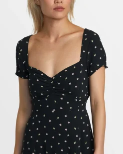 RVCA SECRETS MIDI DRESS Peach Whip Clearance