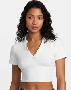 RVCA SELECTS CHASE POLO KNIT White New