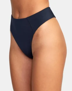 RVCA SOLID HIGH RISE CHEEKY BIKINI BOTTOMS Black Best