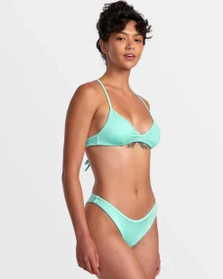 RVCA SOLID SHIMMER HIGH LEG FRENCH BIKINI BOTTOMS Ice Green