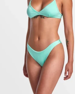 RVCA SOLID SHIMMER HIGH LEG FRENCH BIKINI BOTTOMS Ice Green