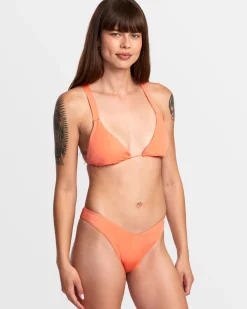 RVCA SOLID SHIMMER WIDE CROSSBACK TRIANGLE BIKINI TOP Fusion Coral Discount
