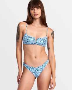RVCA SPRINKLES V-WIRE BRALETTE BIKINI TOP Black Floral Online