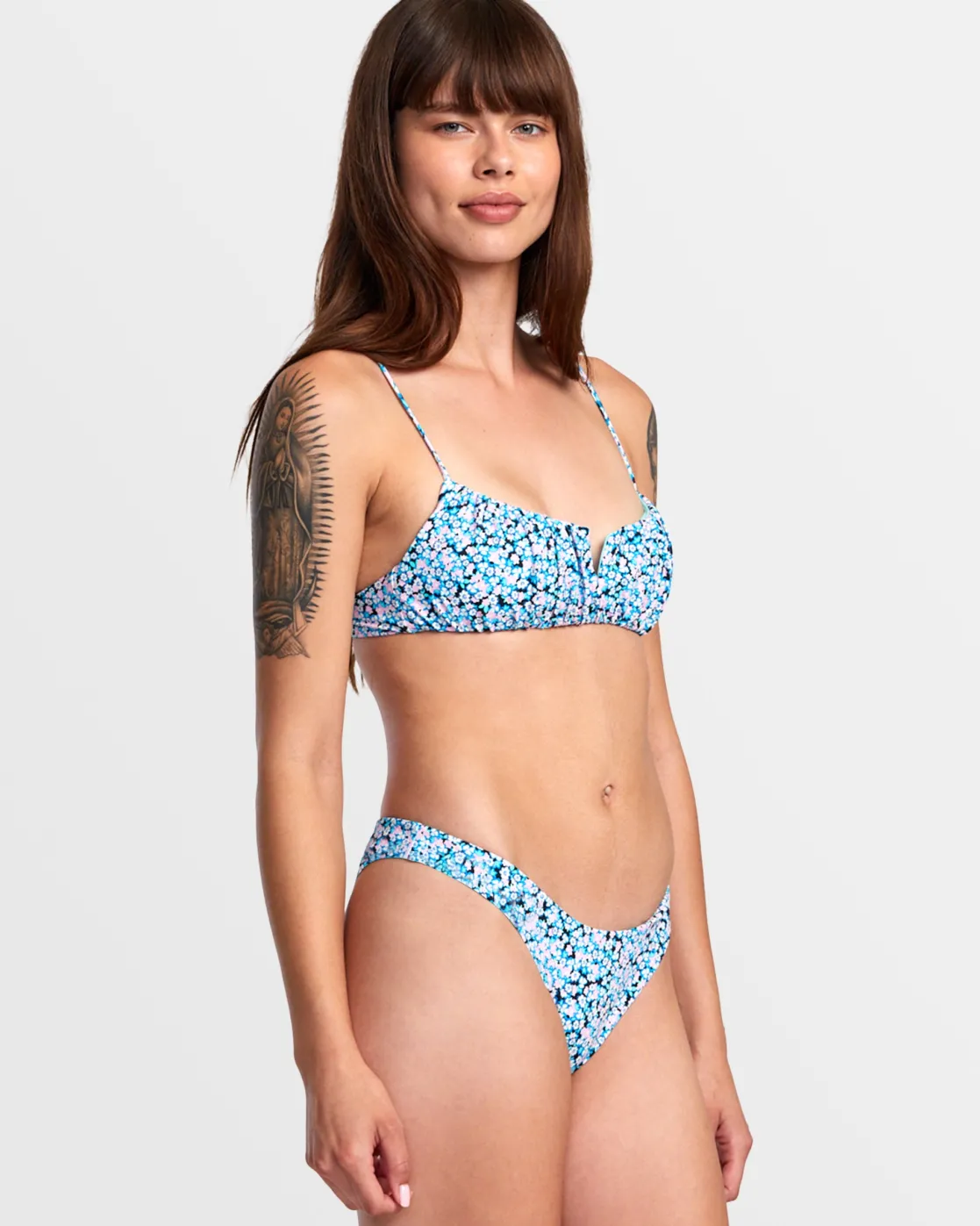 RVCA SPRINKLES V-WIRE BRALETTE BIKINI TOP Black Floral Online