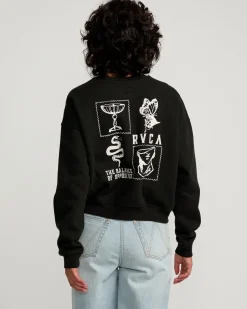 RVCA STACKED COURT CREW SWEATSHIRT Rvca Black Clearance