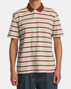 RVCA UPTOWN STRIPE POLO SHORT SLEEVE POLO SHIRT Antique White Outlet