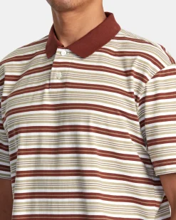 RVCA UPTOWN STRIPE POLO SHORT SLEEVE POLO SHIRT Antique White Outlet