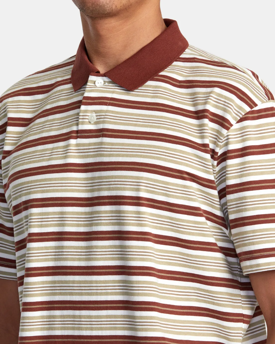 RVCA UPTOWN STRIPE POLO SHORT SLEEVE POLO SHIRT Antique White Outlet