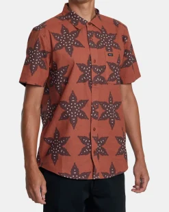 RVCA VACATIONIST SHORT SLEEVE SHIRT Seal Brown Discount