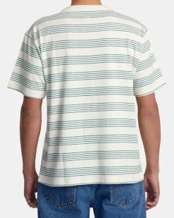 RVCA VALLEJO STRIPE TEE Silver Bleach Discount