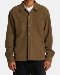 RVCA YUKON HI PILE FLEECE SHIRT JACKET Mushroom New