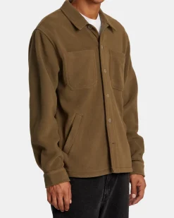 RVCA YUKON HI PILE FLEECE SHIRT JACKET Mushroom New