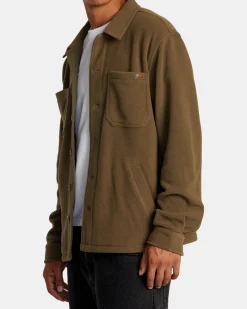 RVCA YUKON HI PILE FLEECE SHIRT JACKET Mushroom New